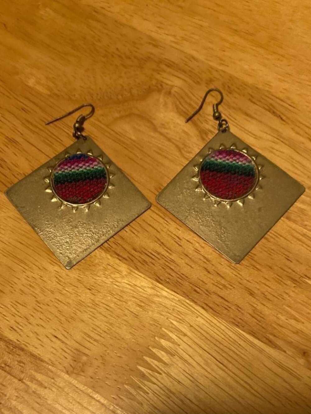 Bronze and Woven Square Earrings